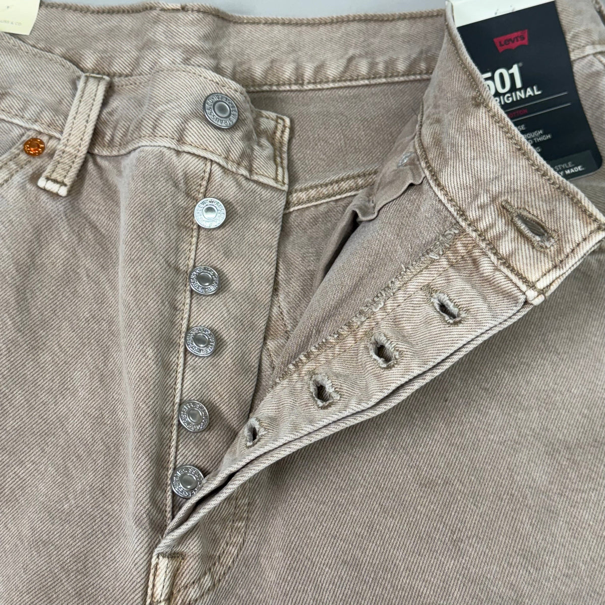 LEVIS 501 Original High Rise Straight Leg Jeans Women's Sz 32x30 Tan 125010525