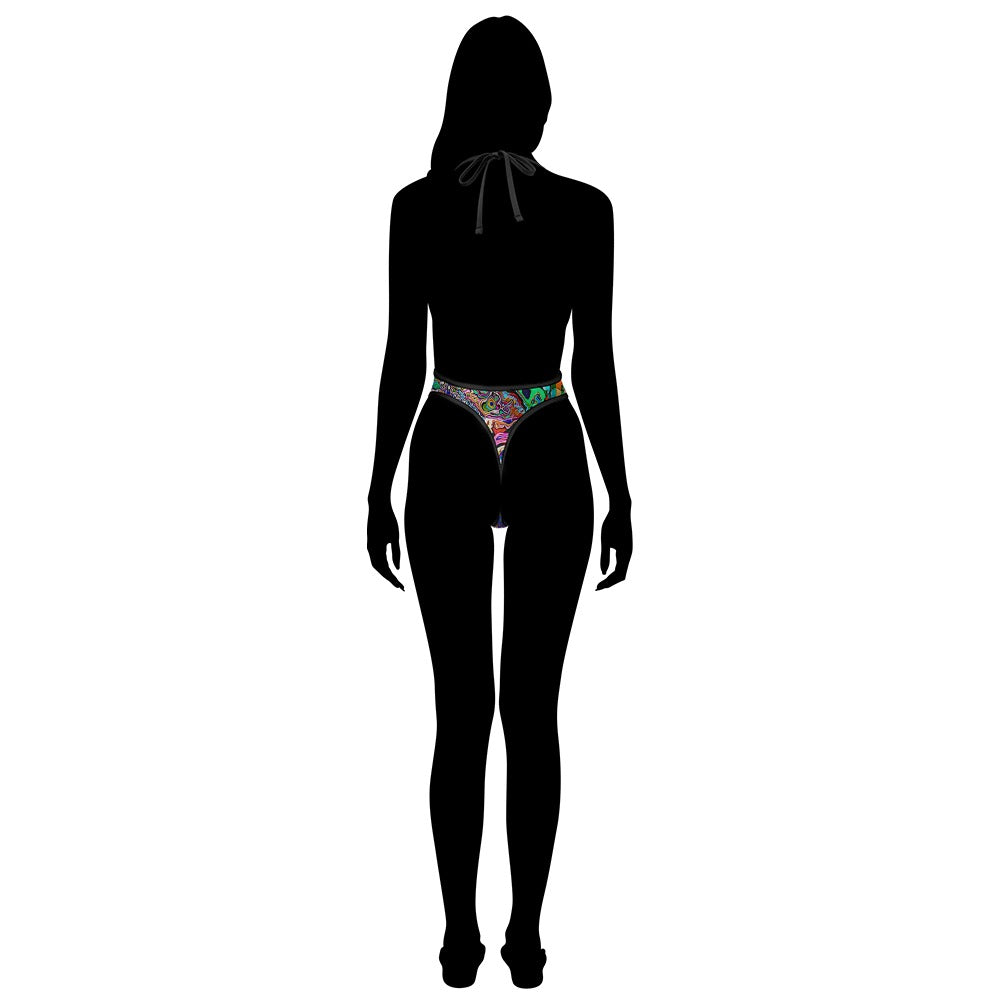 Sexy Swimsuit Women's Extreme One-Piece Mesh Revealing Swimwear Deep V Cleavage Thong Bottom Booty Quick Dry Tie-On Bathing Suit